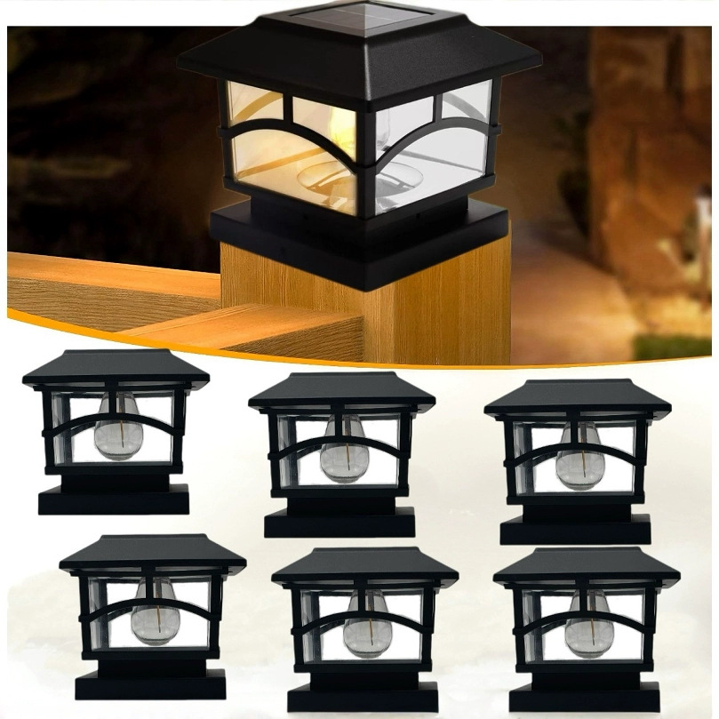 Post Cap Light - ไฟหัวเสาโซลาร์เซลล์, โคมไฟแผงโซลาร์เซลล์สำหรับรั้วระเบียง, เสาในสวน, ไฟ LED กันน้ำสำหรับไม้อัด,