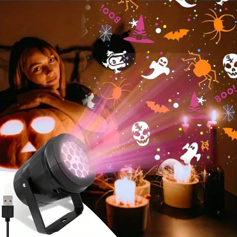 Outdoor Lighting Manufacturers - ไฟโปรเจคเตอร์ LED สำหรับฮาโลวีน ตกแต่งสวนคริสต์มาสกลางแจ้ง พร้อมลวดลายฟักทอง ผี