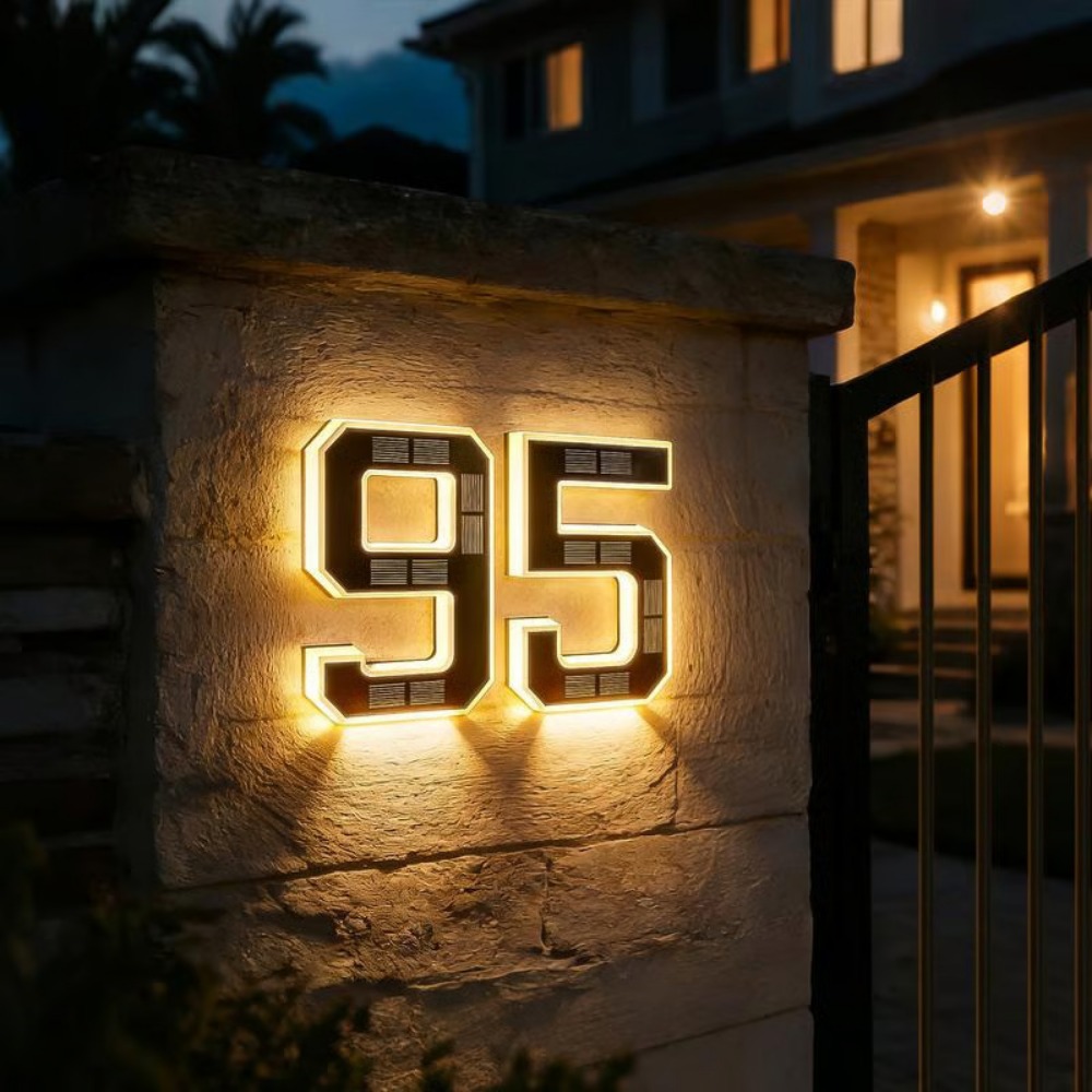 Xl Outdoor Lighting - ป้ายเลขที่บ้านพลังงานแสงอาทิตย์แบบใหม่ ไฟ LED แสดงเลขที่บ้าน กันน้ำ พร้อมเซ็นเซอร์อัตโนมัติ