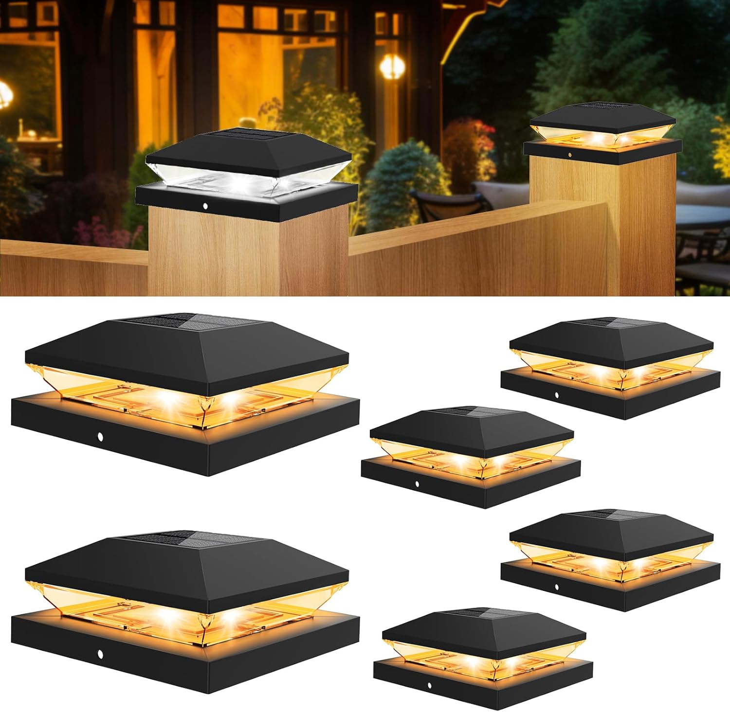 Post Cap Light - 2/4pcs พลังงานแสงอาทิตย์โพสต์หมวกรั้วกลางแจ้ง 3000K 6000K Garden Pillar