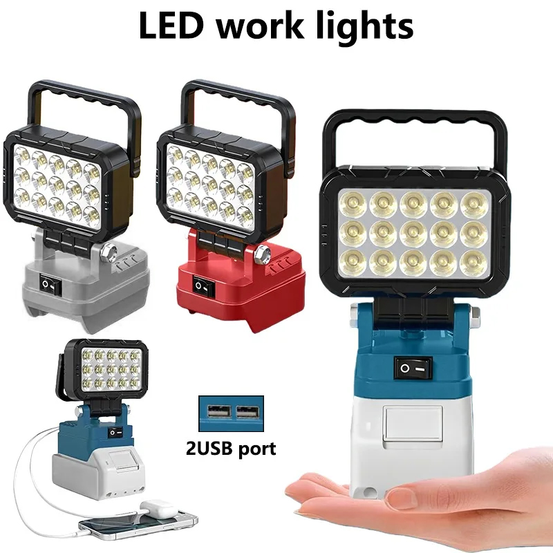 Outdoor Lighting Milwaukee - ไฟฉาย LED 6000 ลูเมน สำหรับแบตเตอรี่ Dewalt/Makita/Milwaukee