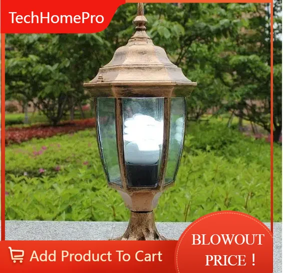 Outdoor Lighting Brass - โคมไฟเสาเหล็กโบราณ TechHPAntique รุ่นวินเทจคลาสสิกสำหรับภายนอกอาคาร IP65 สีบรอนซ์ สำหรับรั้ว