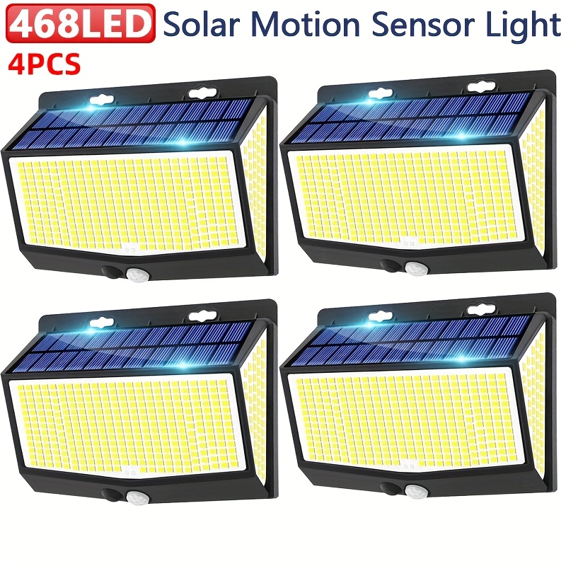Xl Outdoor Lighting - 1-4 ชิ้นไฟติดผนังพลังงานแสงอาทิตย์ 468 LEDs โคมไฟติดผนังเซ็นเซอร์ตรวจจับความเคลื่อนไหว 3