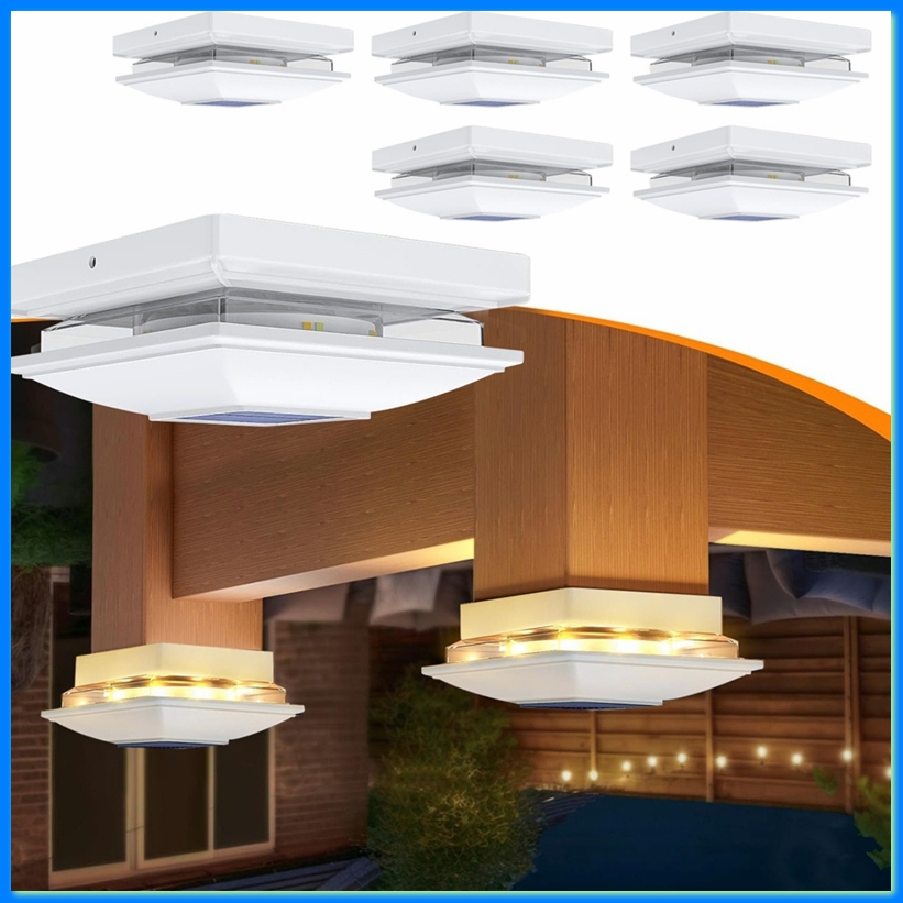 Post Cap Light - ไฟฝาครอบเสาพลังงานแสงอาทิตย์ 4 แพ็คสำหรับภายนอกอาคาร, ไฟ LED 16