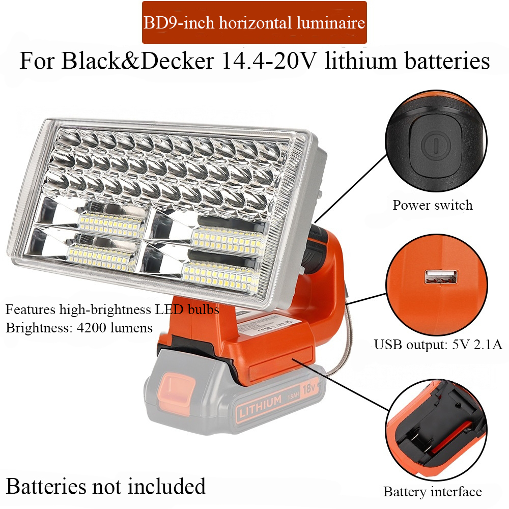 Outdoor Lighting Milwaukee - ไฟฉายไร้สาย 40W สำหรับตั้งแคมป์กลางแจ้ง ไฟ LED สำหรับงาน