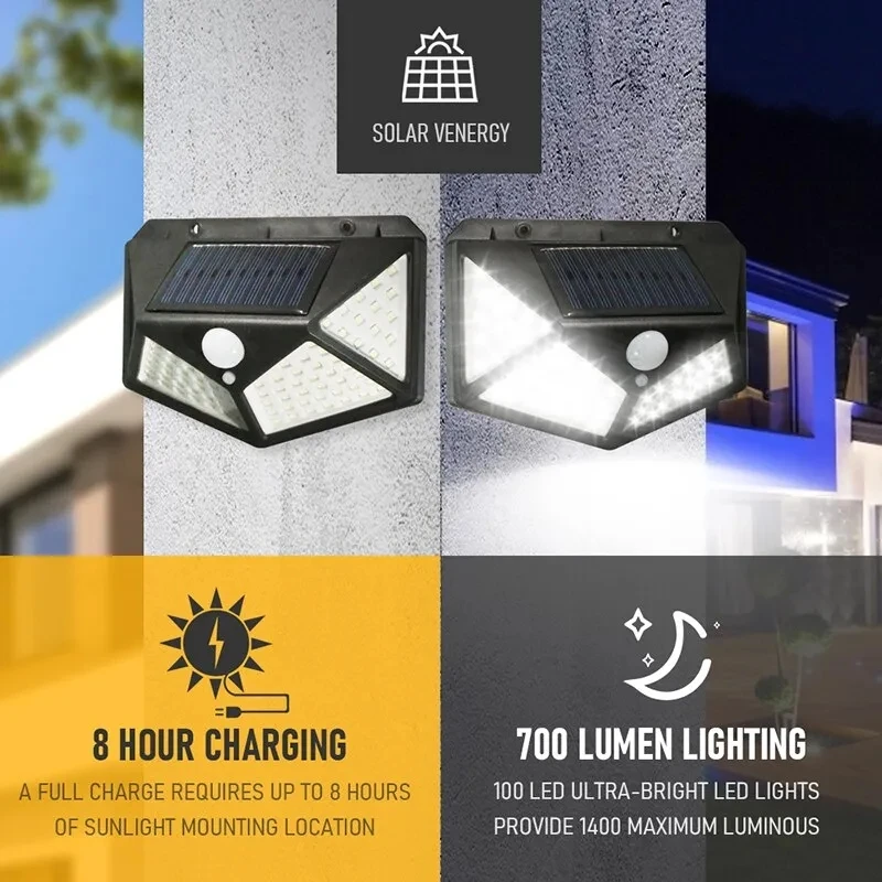Outdoor Lighting Manufacturers - 100Led มัลติฟังก์ชั่นโคมไฟพลังงานแสงอาทิตย์ตกแต่งสวนกลางแจ้งพลังงานแสงอาทิตย์กันน้ําแสงแดดขับเคลื่อน Spotlight พร้อม Motion Sensor