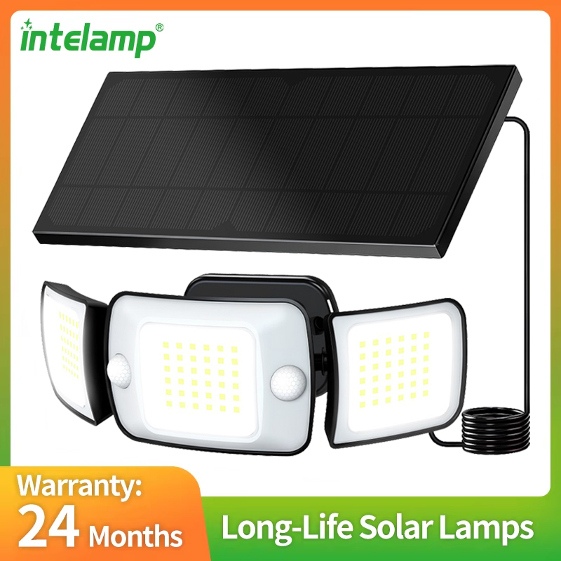 Xl Outdoor Lighting - ไฟโซลาร์เซลล์กลางแจ้ง Intelamp แบตเตอรี่ใช้งานได้นาน 6000mAh พร้อมแผงโซลาร์เซลล์ขนาดใหญ่ เซ็นเซอร์ตรวจจับความเคลื่อนไหวสองตัว
