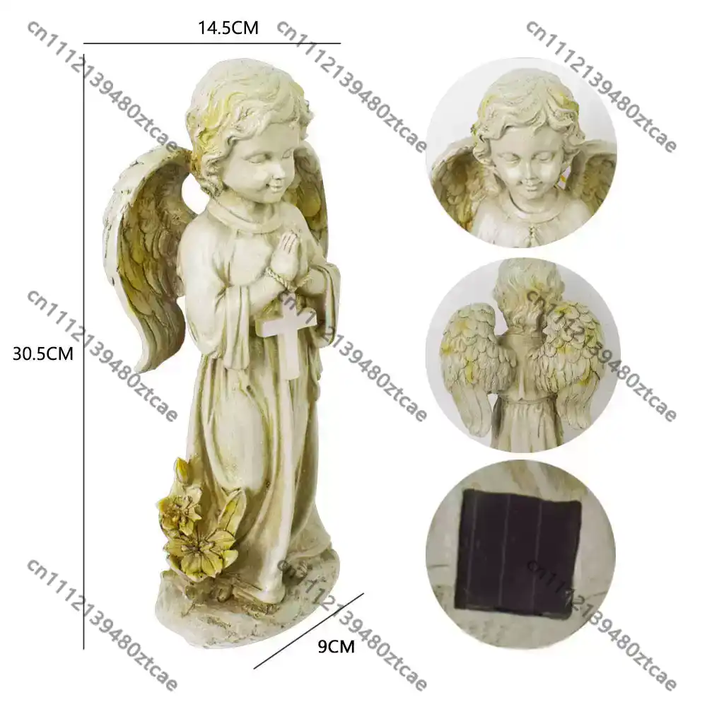 Outdoor Lighting Brass - รูปปั้นนางฟ้าโซลาร์ครอส แจกันไฟส่องสว่าง กระถางดอกไม้ ของตกแต่งสวนกลางแจ้ง ของประดับหลุมศพ