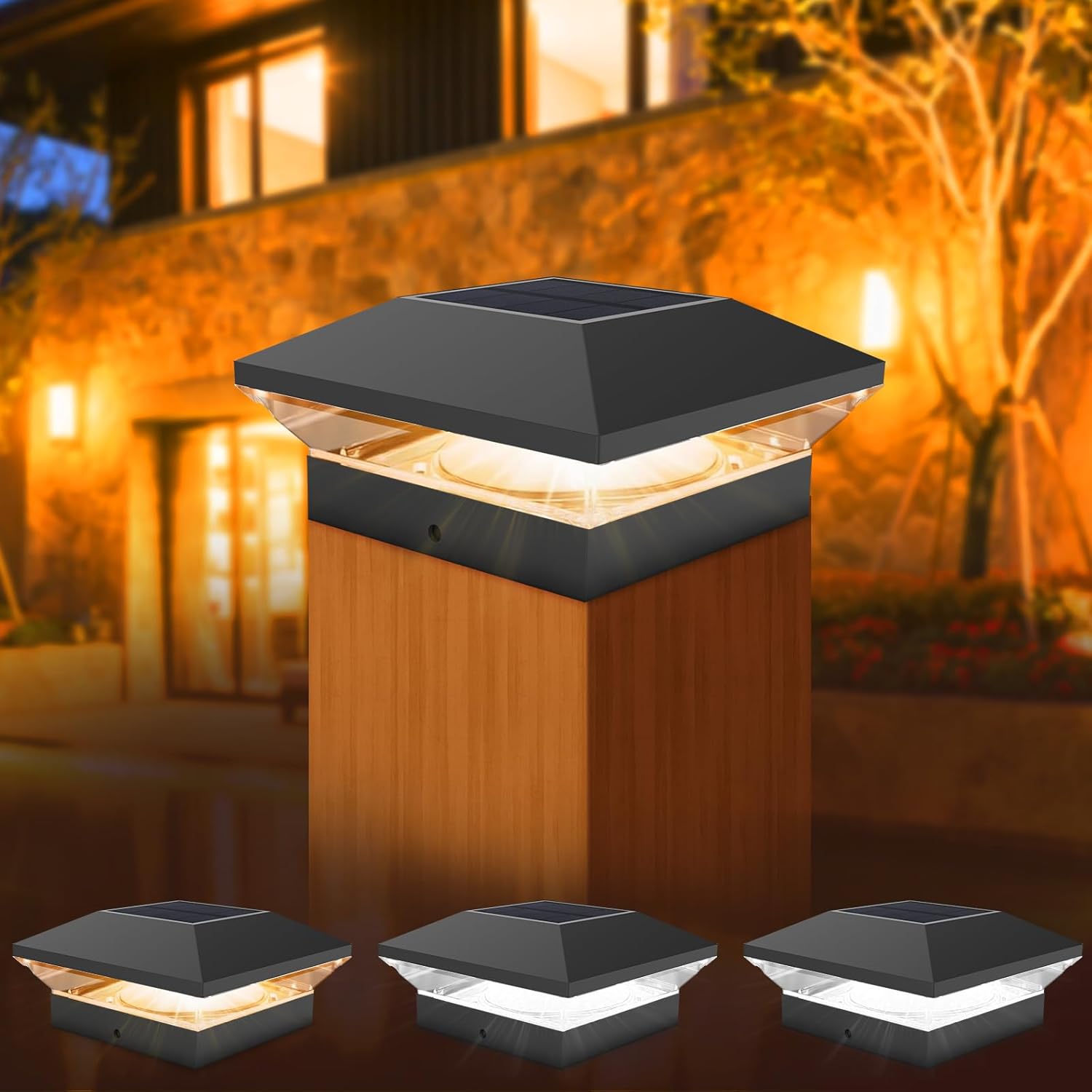Post Cap Light - ไฟเสาโซลาร์เซลล์แบบกันน้ำ IP65 สำหรับเสาไม้ รั้วไม้ และแท่น ไฟรั้วโซลาร์เซลล์