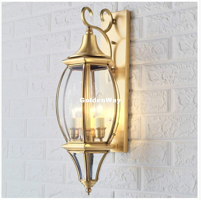 ทองเหลืองโบราณโคมไฟติดผนังกลาง - Outdoor Lighting Brass บทวิจารณ์และราคา