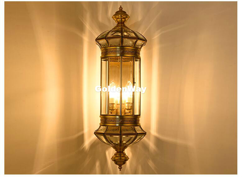 ทองเหลืองโบราณโคมไฟติดผนังกลาง - Outdoor Lighting Brass บทวิจารณ์และราคา