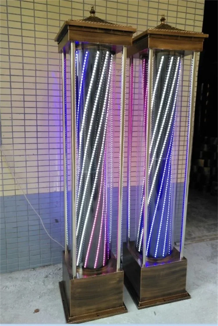 เสาไฟหมุนร้านตัดผมสีทอง ป้ายไฟ - Outdoor Lighting On Sale บทวิจารณ์และราคา