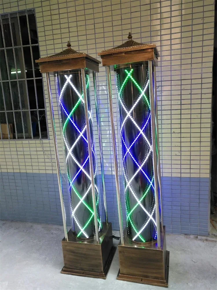 เสาไฟหมุนร้านตัดผมสีทอง ป้ายไฟ - Outdoor Lighting On Sale บทวิจารณ์และราคา